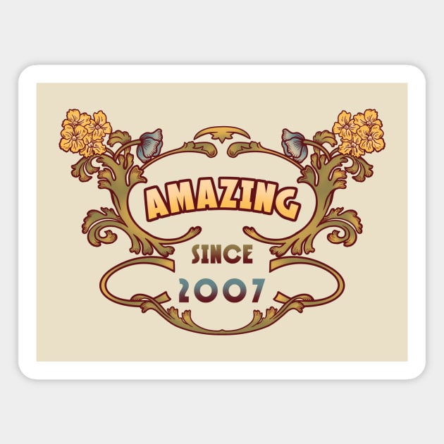 AMAZING SINCE 2007 retro vintage art nouveau birthday gift idea Magnet by leepianti